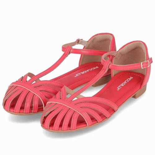 Detalhe - Sandália Piccadilly Rasteira 104025 Cereja