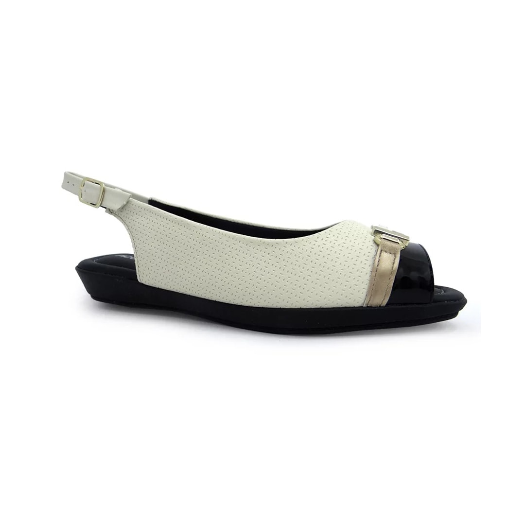 Sandália Piccadilly Rasteira Conforto 10307 OFf White/Preto Sandália Piccadilly Rasteira Conforto 10307 OFf White/Preto
