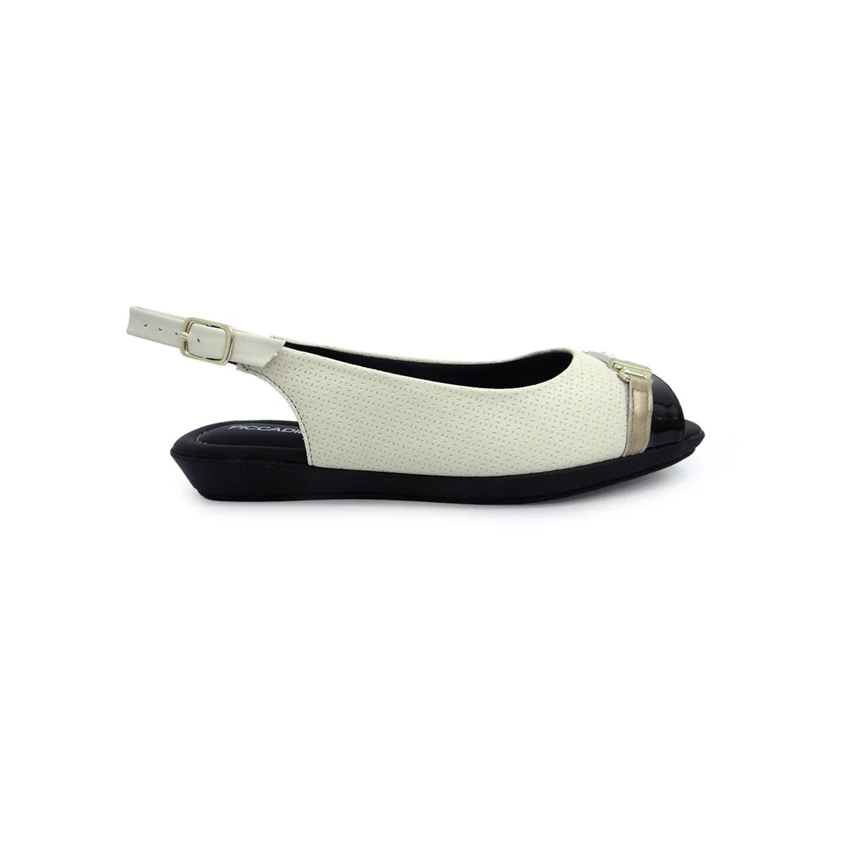 Sandália Piccadilly Rasteira Conforto 10307 OFf White/Preto Sandália Piccadilly Rasteira Conforto 10307 OFf White/Preto
