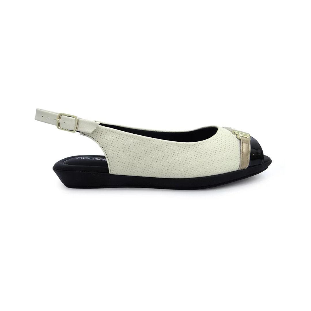 Sandália Piccadilly Rasteira Conforto 10307 OFf White/Preto Sandália Piccadilly Rasteira Conforto 10307 OFf White/Preto