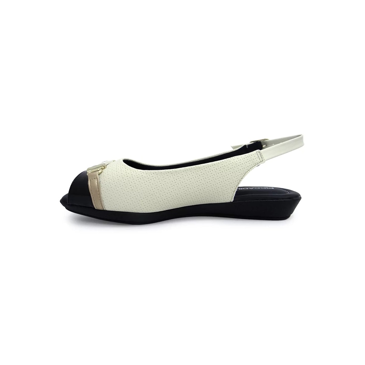 Sandália Piccadilly Rasteira Conforto 10307 OFf White/Preto Sandália Piccadilly Rasteira Conforto 10307 OFf White/Preto