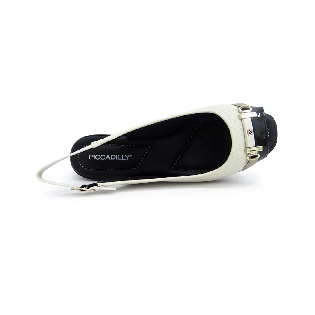 Sandália Piccadilly Rasteira Conforto 10307 OFf White/Preto Sandália Piccadilly Rasteira Conforto 10307 OFf White/Preto
