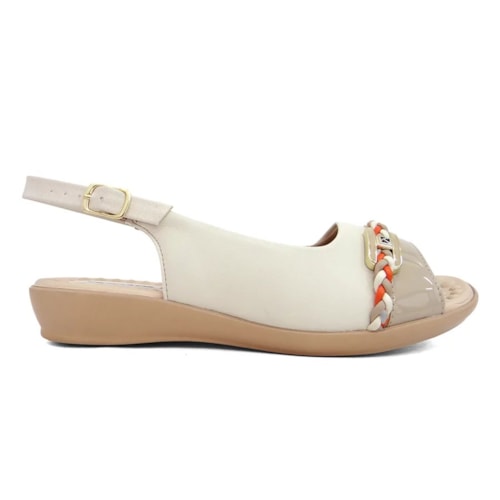 Detalhe - Sandália Piccadilly Rasteira Conforto 500349 Off White