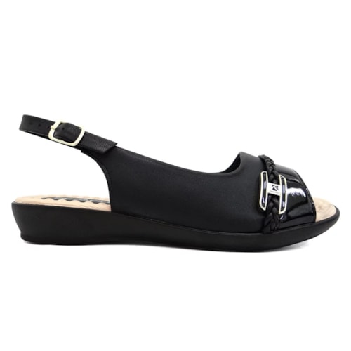 Detalhe - Sandália Piccadilly Rasteira Conforto 500349 Preto