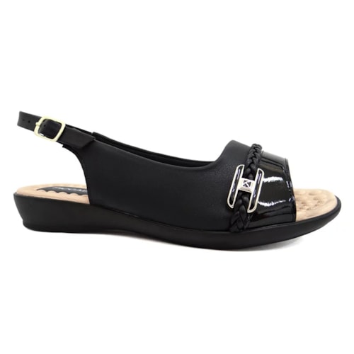 Detalhe - Sandália Piccadilly Rasteira Conforto 500349 Preto