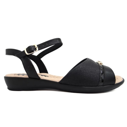 Detalhe - Sandália Piccadilly Rasteira Conforto 500351 Preto