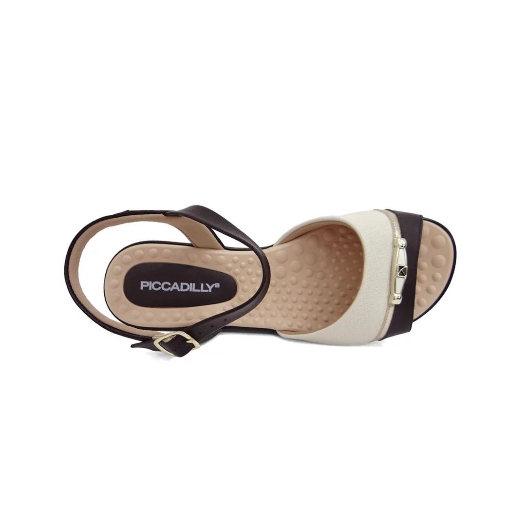 Sandália Piccadilly Rasteira Conforto 500351 Preto/Off White