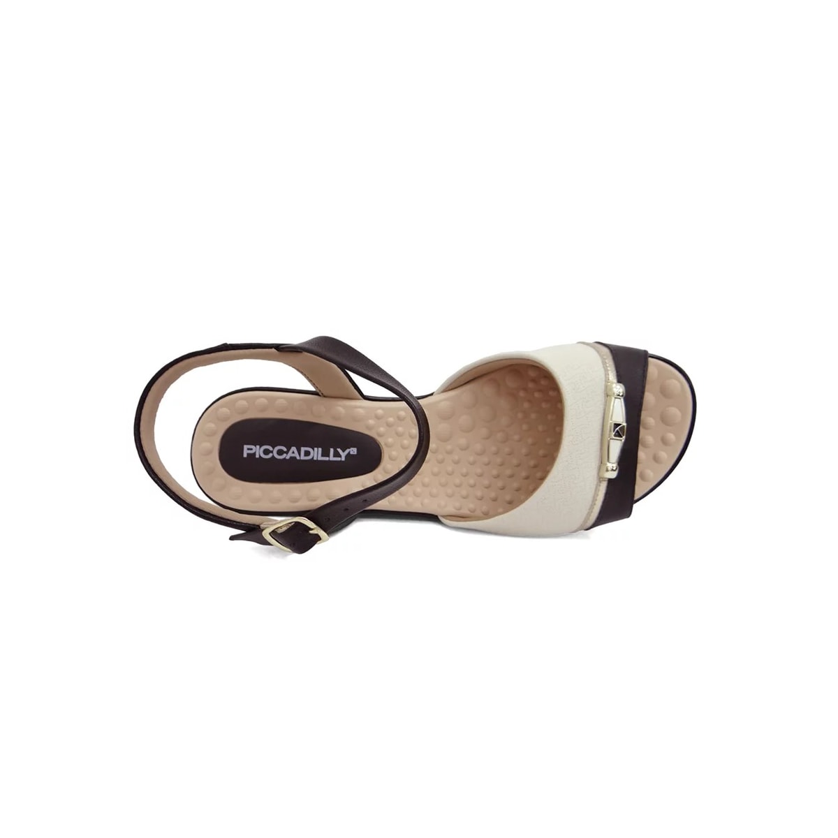 Sandália Piccadilly Rasteira Conforto 500351 Preto/Off White Sandália Piccadilly Rasteira Conforto 500351 Preto/Off White