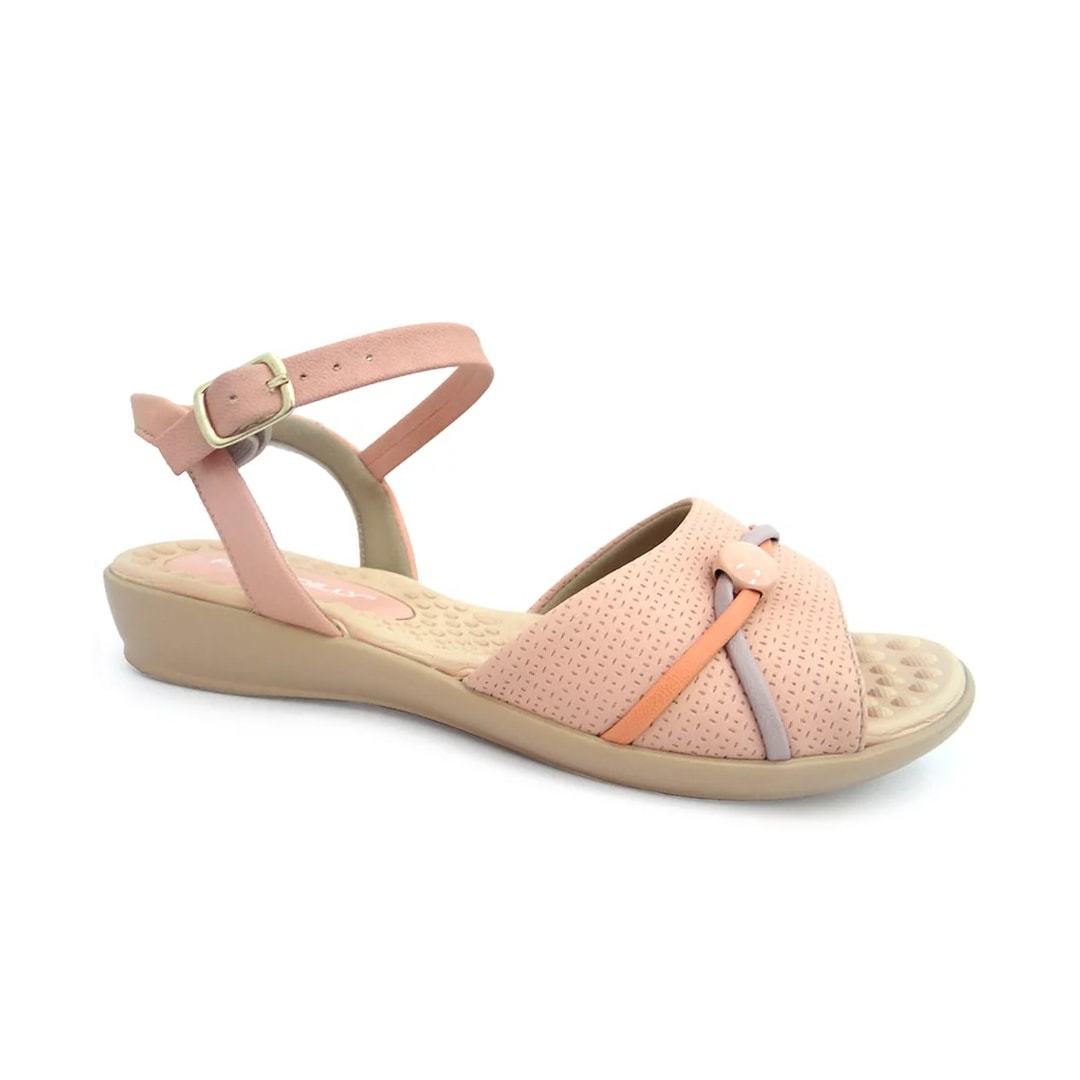 Sandália Piccadilly Rasteira Wide Fit 500331 Pessego