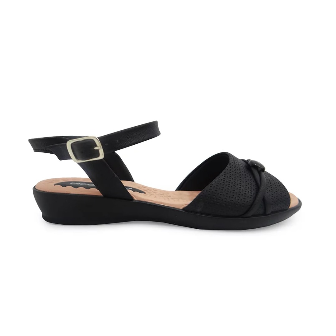 Sandália Piccadilly Rasteira Wide Fit 500331 Preto