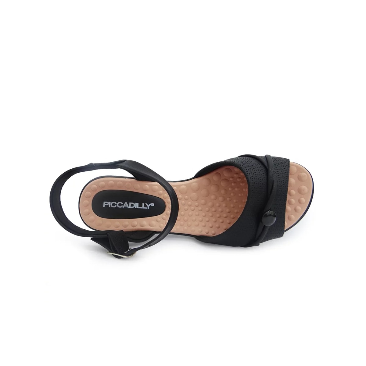 Sandália Piccadilly Rasteira Wide Fit 500331 Preto Sandália Piccadilly Rasteira Wide Fit 500331 Preto