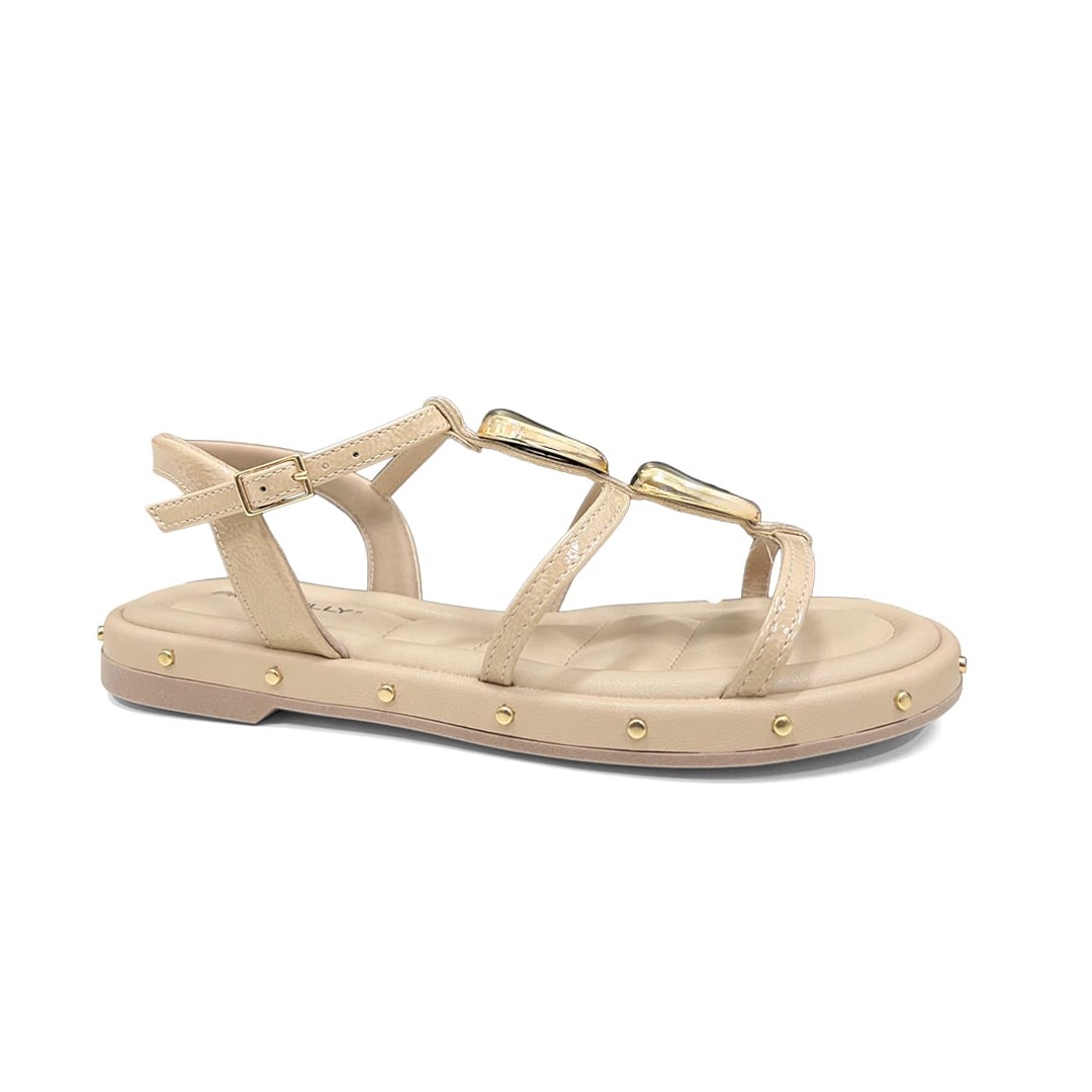 Sandália Piccadilly Rasteira Wide Fit Tainá 445006 Brulee