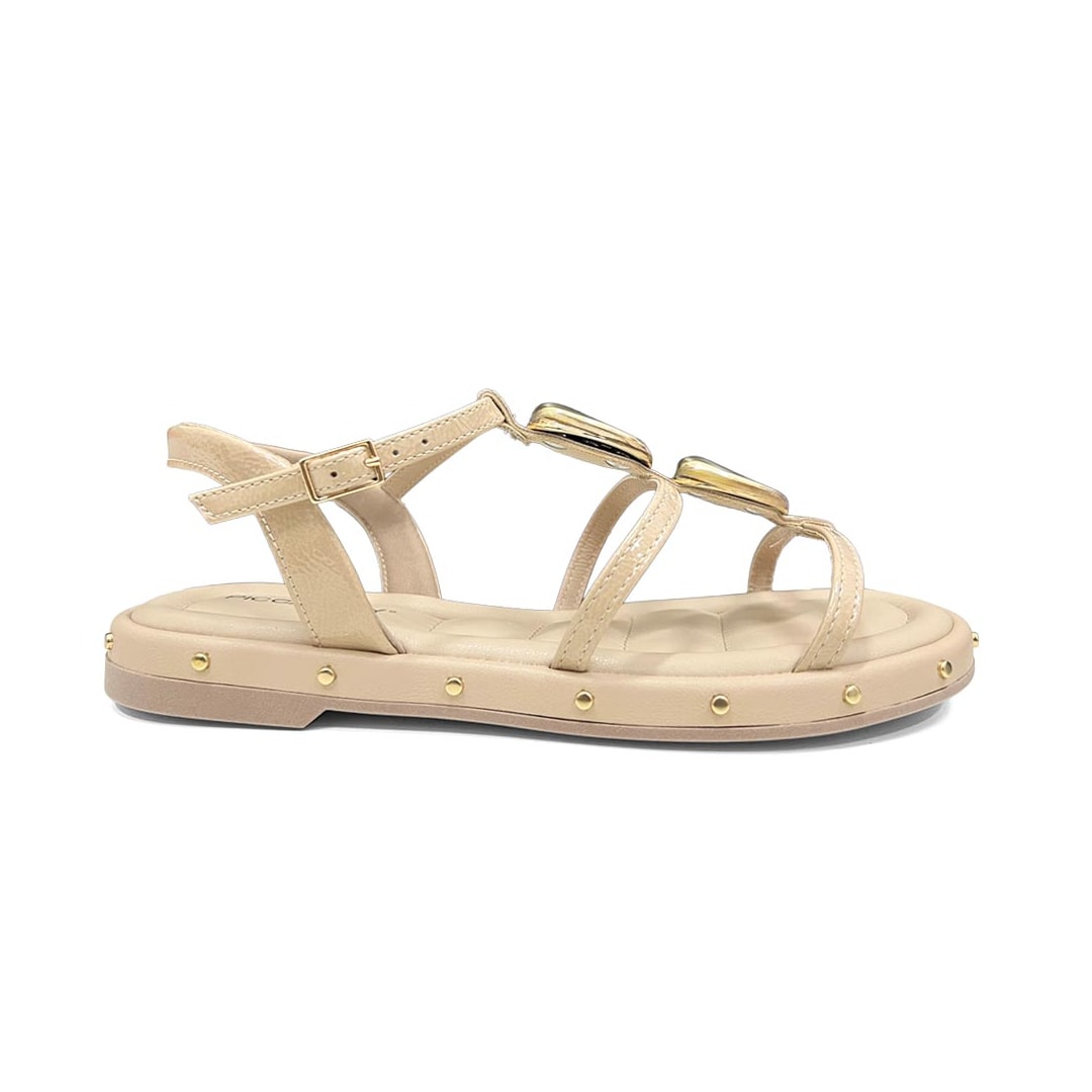 Sandália Piccadilly Rasteira Wide Fit Tainá 445006 Brulee