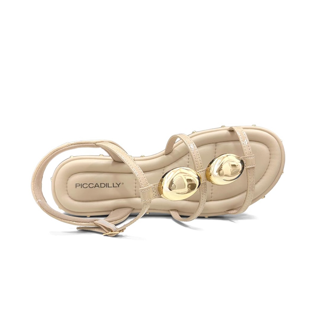 Sandália Piccadilly Rasteira Wide Fit Tainá 445006 Brulee