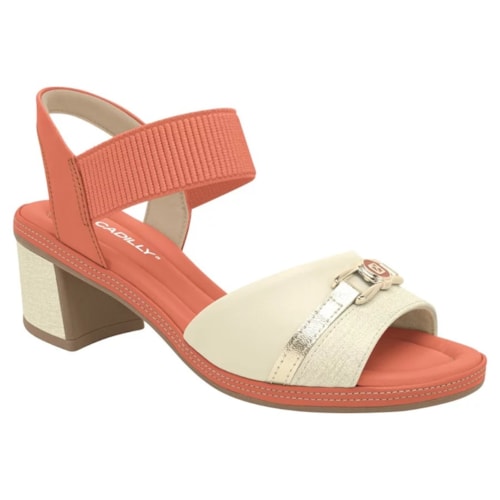 Sandalia Piccadilly Salto Bloco 566056 Coral