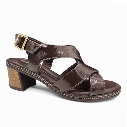 Sandália Piccadilly Salto Bloco 566090 Cacau Verniz