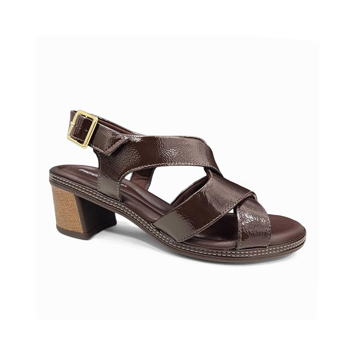 Sandália Piccadilly Salto Bloco 566090 Cacau Verniz Sandália Piccadilly Salto Bloco 566090 Cacau Verniz