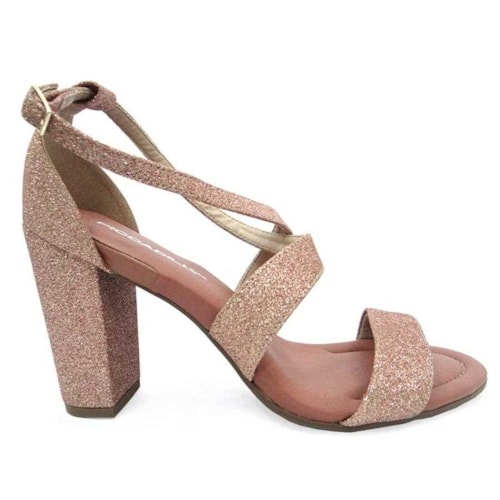 Detalhe - Sandália Piccadilly Salto Bloco Alto 727047 Ouro Rosado