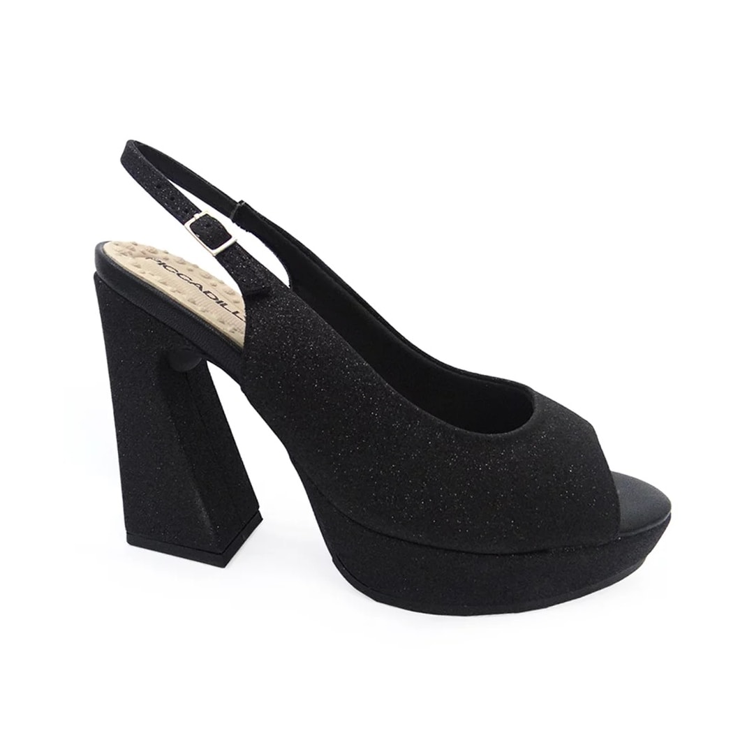 Sandália Piccadilly Salto Bloco Alto 818009 Preto Absoluto