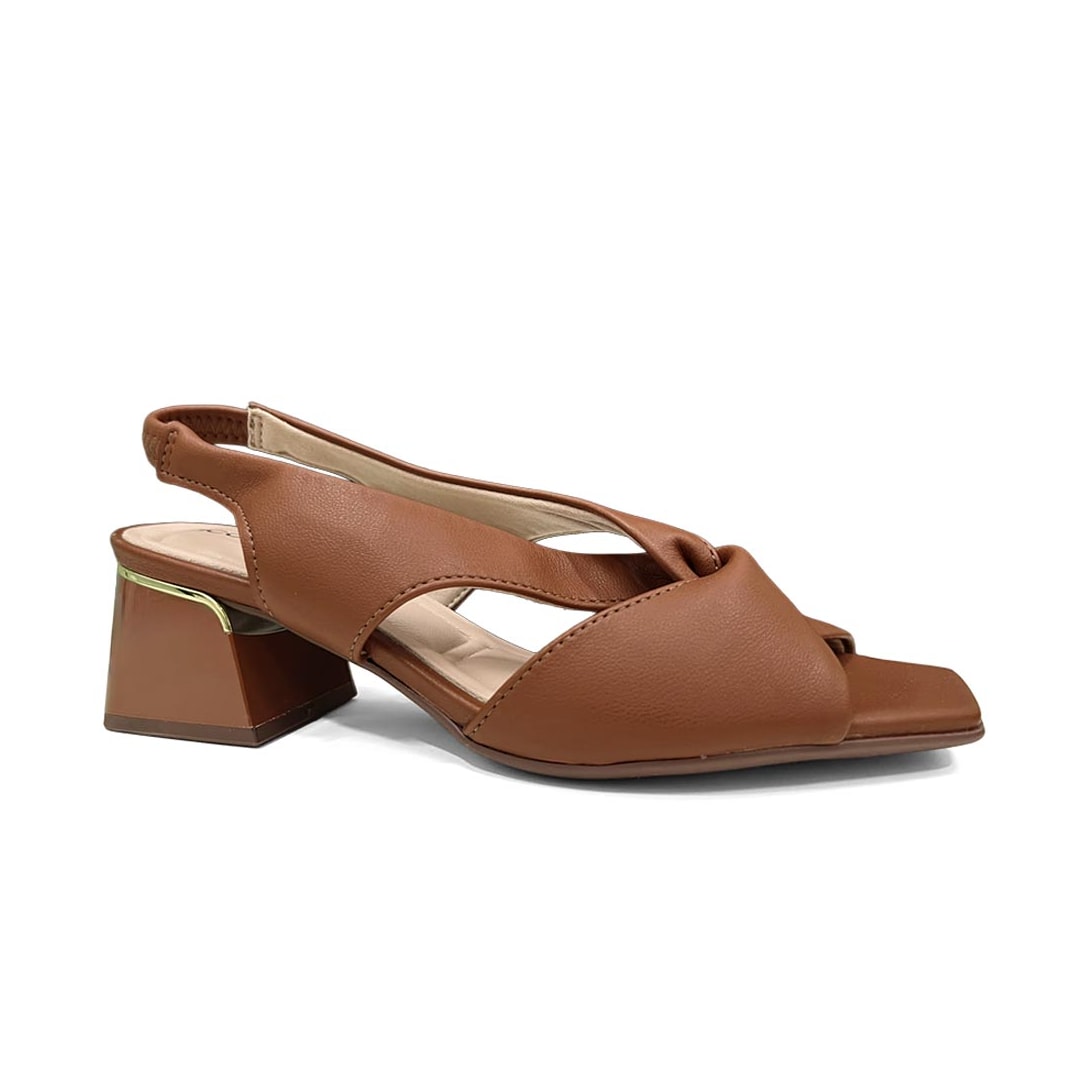 Sandália Piccadilly Salto Bloco Renee 543106 Conhaque