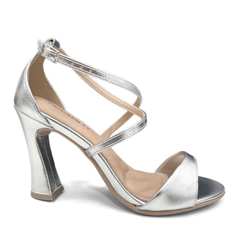 Detalhe - Sandália Piccadilly Salto Conforto 727066 Prata