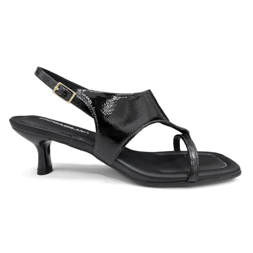 Detalhe - Sandália Piccadilly Salto Fino Rita Wide Fit 612003 Preto