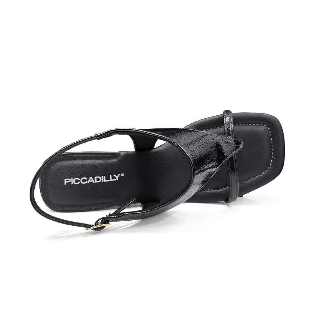 Sandália Piccadilly Salto Fino Rita Wide Fit 612003 Preto
