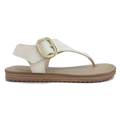 Detalhe - Sandália Rasteira Conforto Modare 7141.141 Branco Off