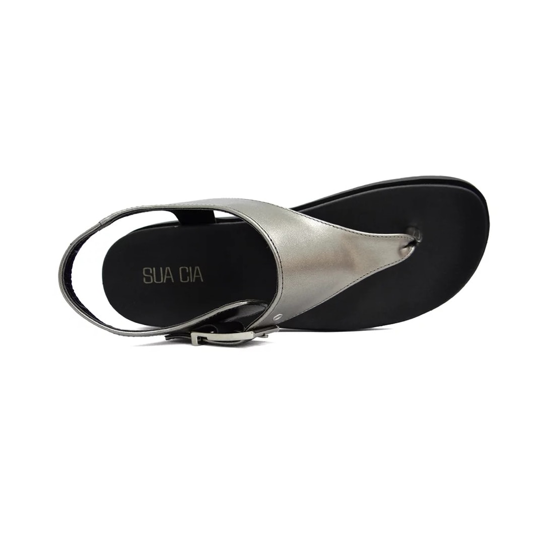 Sandália Sua Cia Papete Flatform 8354.15388 Pewter/Preto