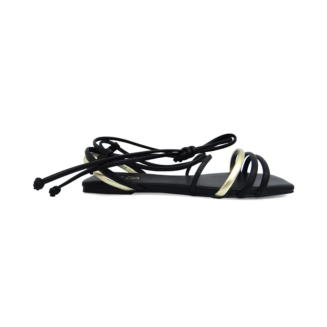 Sandália Sua Cia Rasteira 8230.14383 Preto/Light Gold Sandália Sua Cia Rasteira 8230.14383 Preto/Light Gold