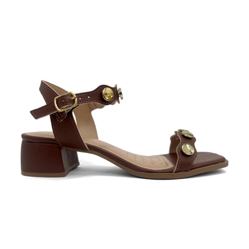 Detalhe - Sandália Sua Cia Salto Bloco 8397.16156 Marrone