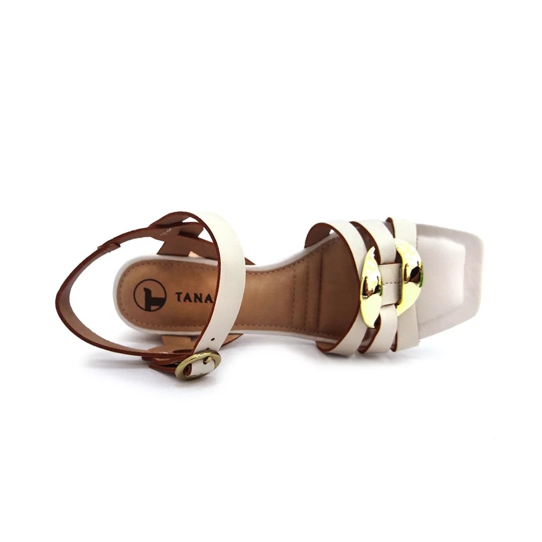 Sandália Tanara Salto Bloco Medio T6861 Porcelana