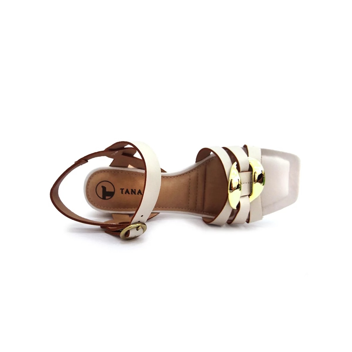Sandália Tanara Salto Bloco Medio T6861 Porcelana Sandália Tanara Salto Bloco Medio T6861 Porcelana
