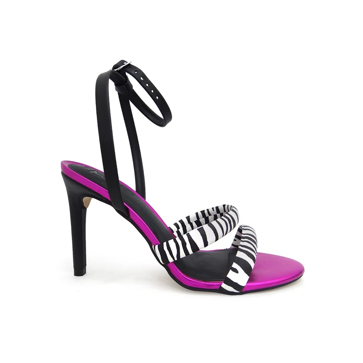 Sandália Tanara Salto Fino Alto T6882 Zebra/Preto/Pink Sandália Tanara Salto Fino Alto T6882 Zebra/Preto/Pink