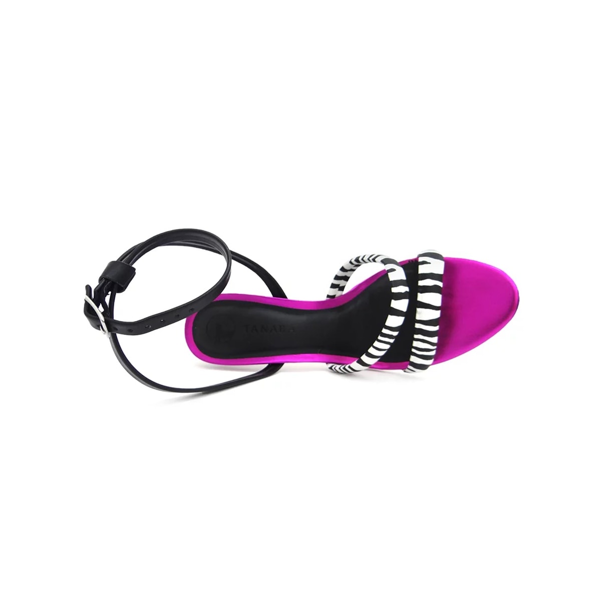 Sandália Tanara Salto Fino Alto T6882 Zebra/Preto/Pink Sandália Tanara Salto Fino Alto T6882 Zebra/Preto/Pink