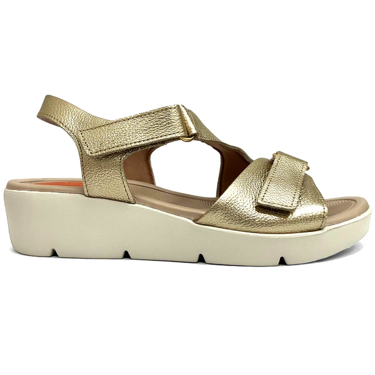 Sandália Usaflex Anabela De Couro Al4303005 Ouro Light Sandália Usaflex Anabela De Couro Al4303005 Ouro Light