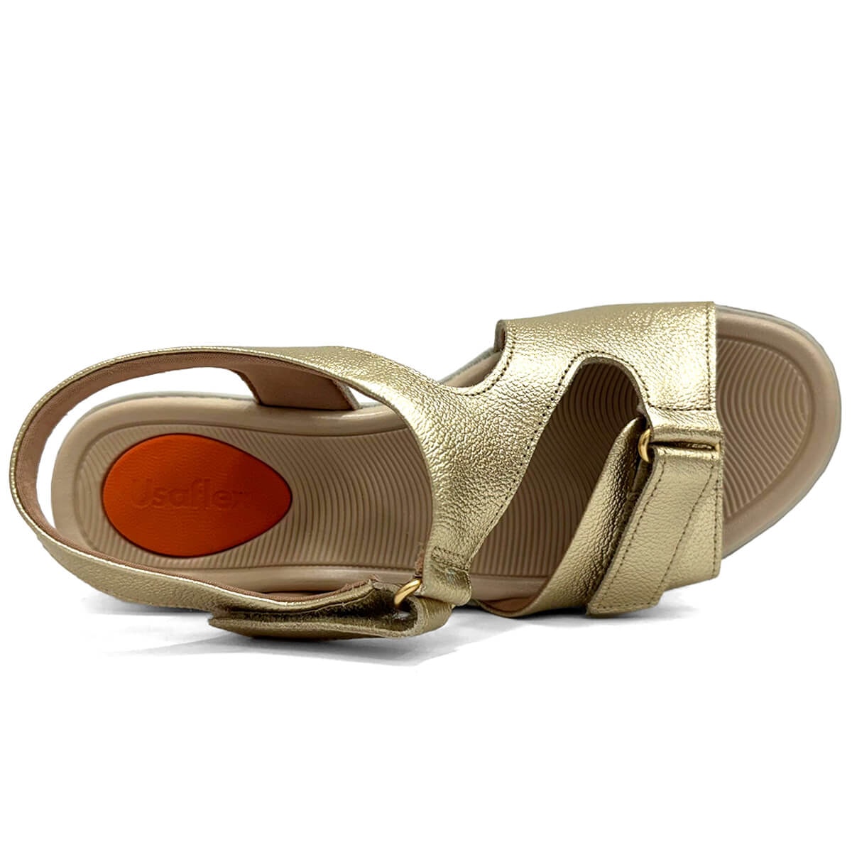 Sandália Usaflex Anabela De Couro Al4303005 Ouro Light Sandália Usaflex Anabela De Couro Al4303005 Ouro Light