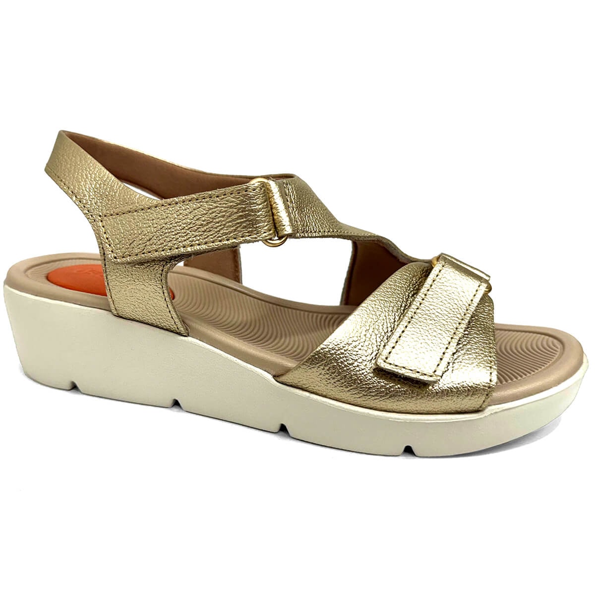 Sandália Usaflex Anabela De Couro Al4303005 Ouro Light Sandália Usaflex Anabela De Couro Al4303005 Ouro Light