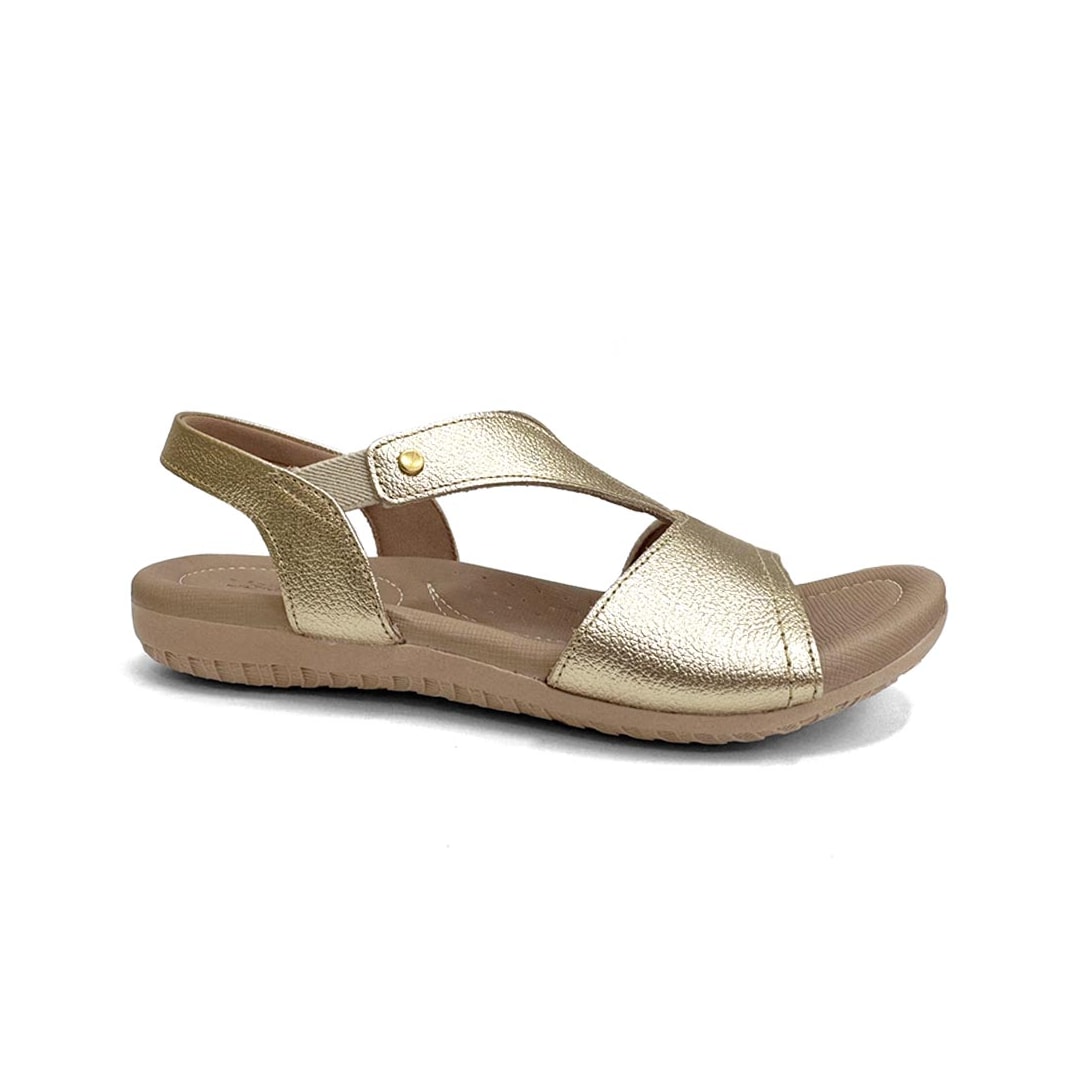Sandália Usaflex Conforto Couro R1808 Ouro Light