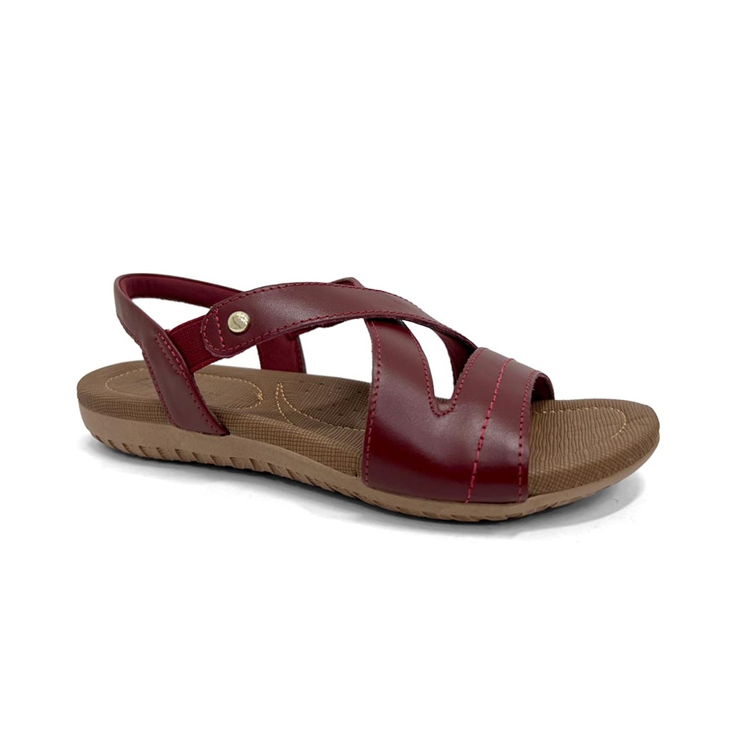 Sandália Usaflex Conforto De Couro R1804 Marsala Sandália Usaflex Conforto De Couro R1804 Marsala