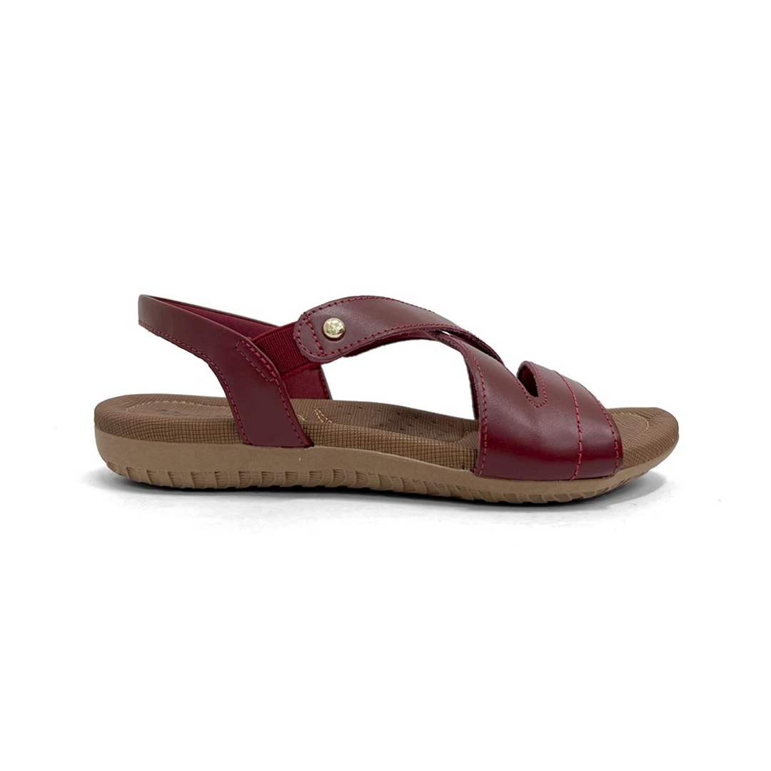 Sandália Usaflex Conforto De Couro R1804 Marsala