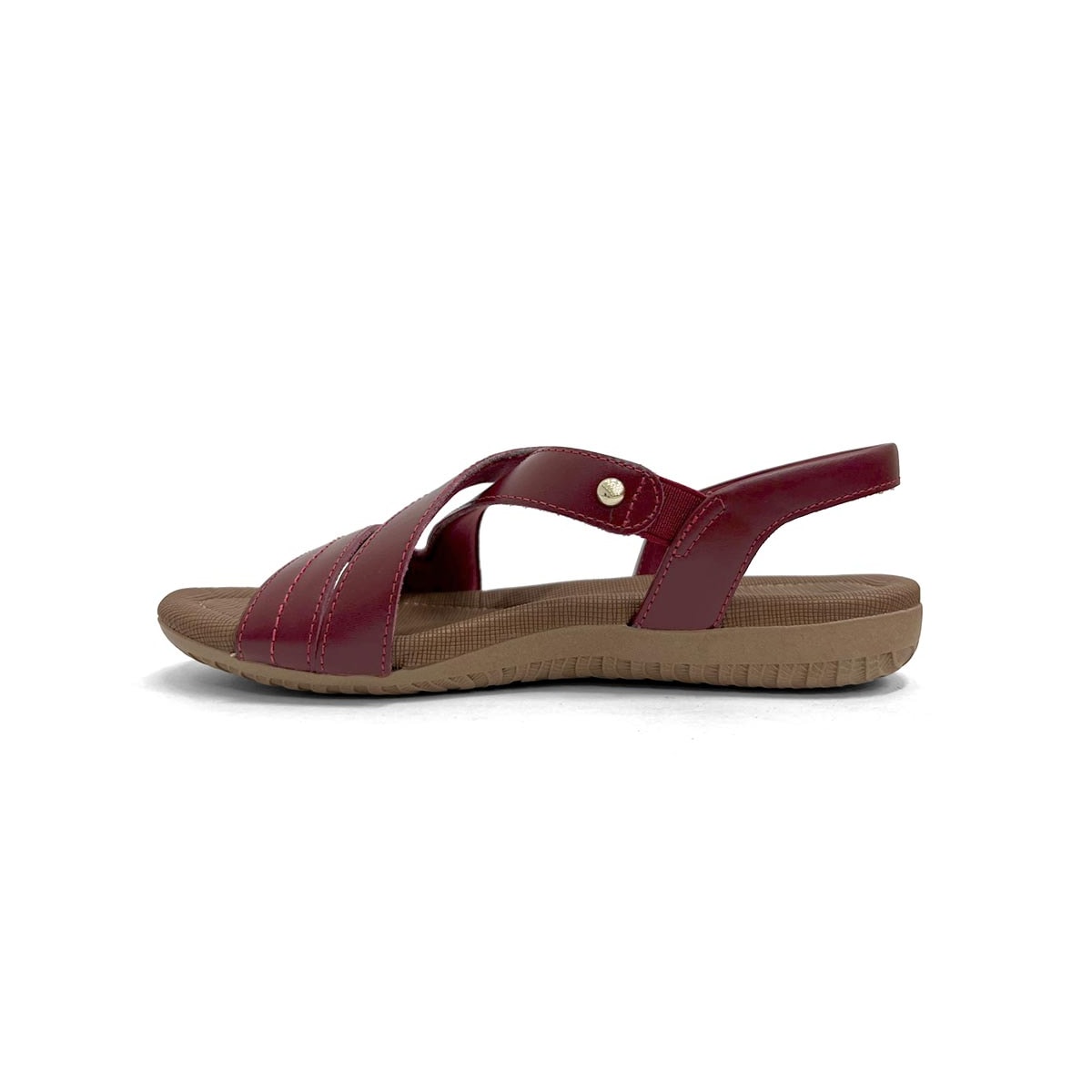 Sandália Usaflex Conforto De Couro R1804 Marsala