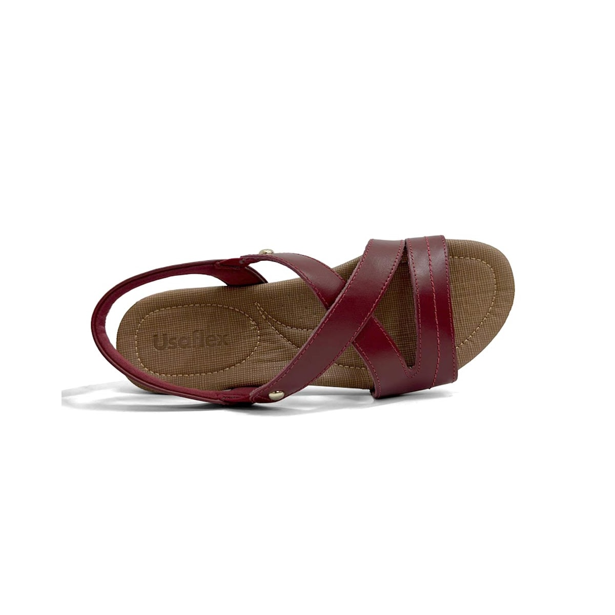 Sandália Usaflex Conforto De Couro R1804 Marsala Sandália Usaflex Conforto De Couro R1804 Marsala
