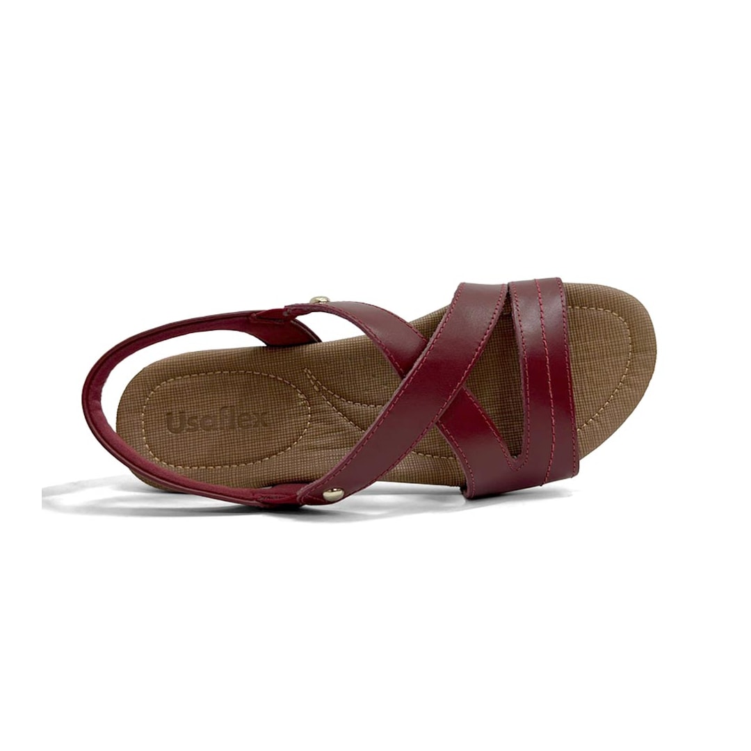 Sandália Usaflex Conforto De Couro R1804 Marsala Sandália Usaflex Conforto De Couro R1804 Marsala