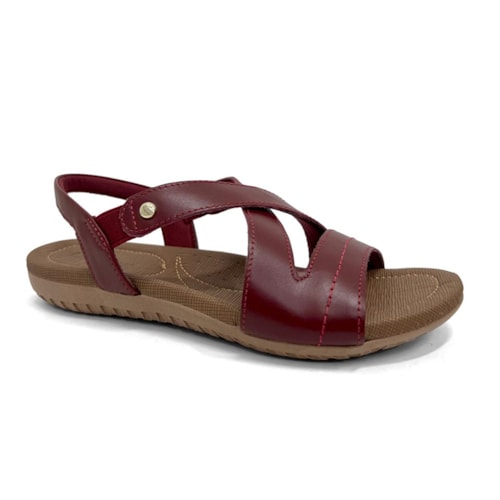Sandália Usaflex Conforto De Couro R1804 Marsala