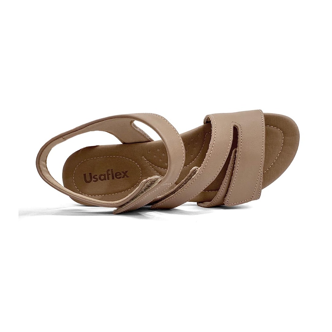Sandália Usaflex Conforto De Couro R1869 Camel