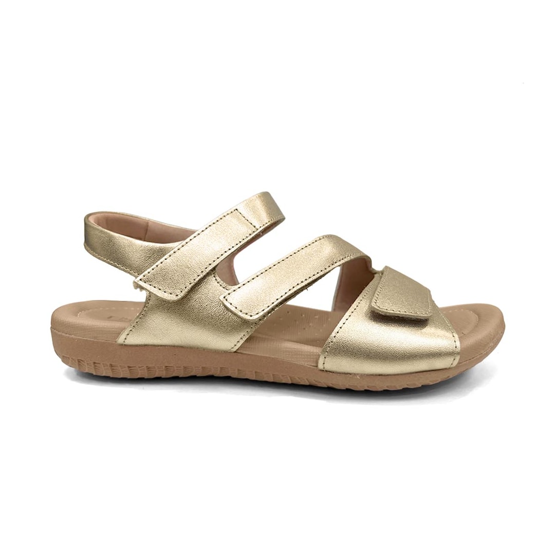 Sandália Usaflex Conforto De Couro R1869 Prata Velha