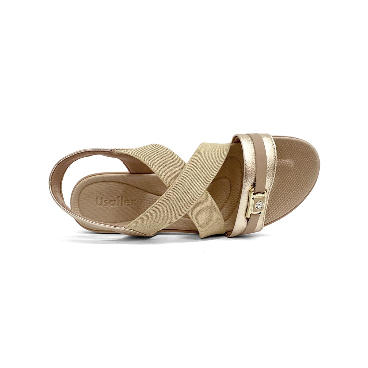 Sandália Usaflex Conforto De Couro Ud0400 Ouro Light
