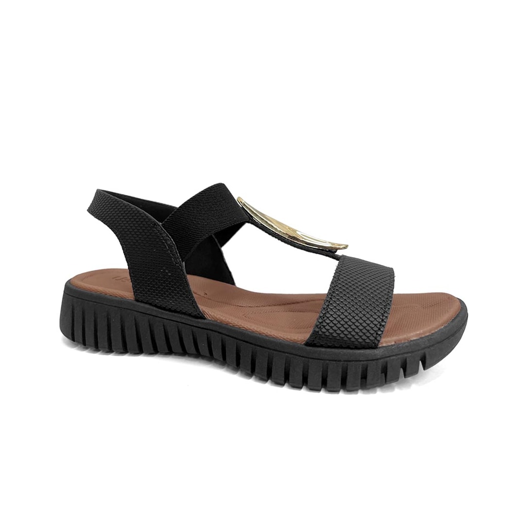 Sandália Usaflex Conforto De Couro Ud1100 Preto