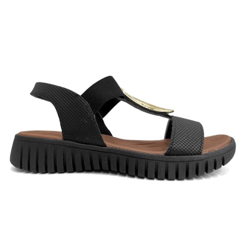 Detalhe - Sandália Usaflex Conforto De Couro Ud1100 Preto
